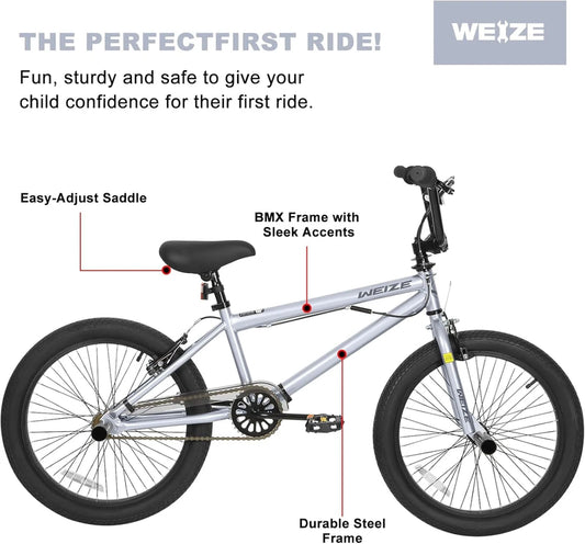 Weize Freestyle BMX Bicycle 20 In. Stunt Bike For Kids And Adults Men And Women High Strength Steel Frame 360 Degree Rotor Freestyle
