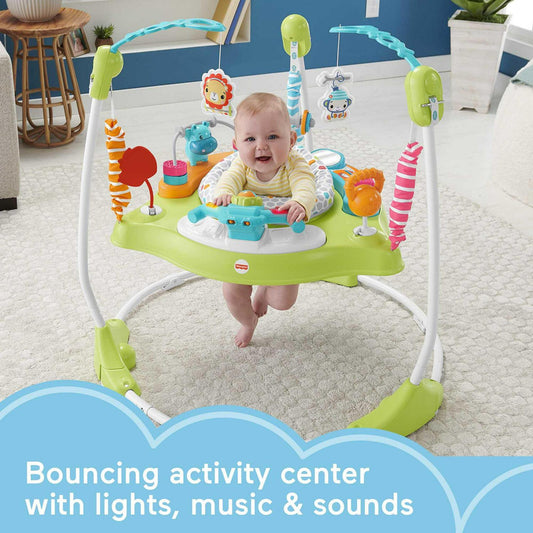 Fisher-Price Baby Bouncer Fitness Fun Folding Jumperoo Infant Activity Center With Lights And Music. Unisex