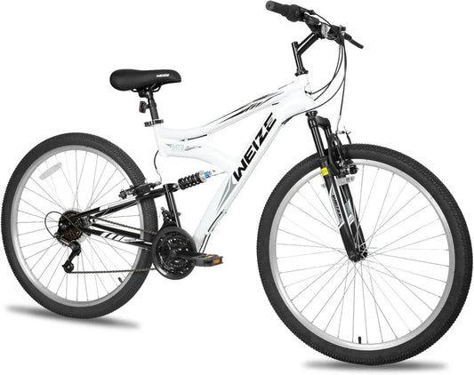 Weize Mountain Bike 26 27.5 In. Outdoor Hybrid Bikes 18-Speed High-Carbon Steel Full Suspension