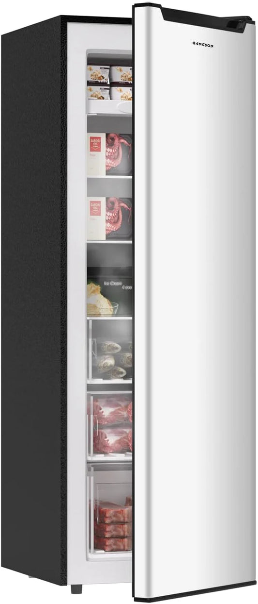 Bangson Upright Freezer, 7.0 Cu. Ft. Stand Up Freezer, Convertible Upright Freezer/Refrigerator, Single Door For Kitchen, Garage, Office