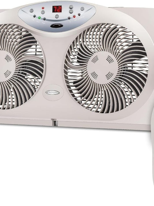 Bionaire 8.5 In. Twin Window Fan With Reversible Airflow 3 Speeds Remote Control