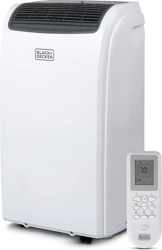 Black Plus Decker 10,000 BTU Portable Air Conditioner For Rooms Up To 450 Sq With Remote Control