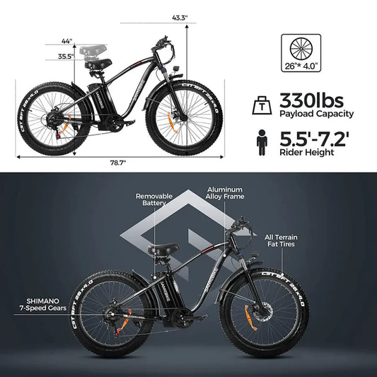 Outdoor Electric Bike With 48V/15Ah Lithium Battery