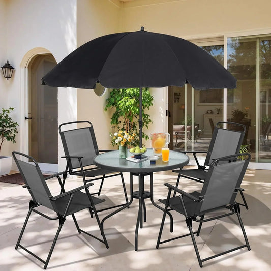 Vongrasig 6 Piece Folding Patio Dining Set Small Metal Outdoor Garden Patio Table And Chair Set