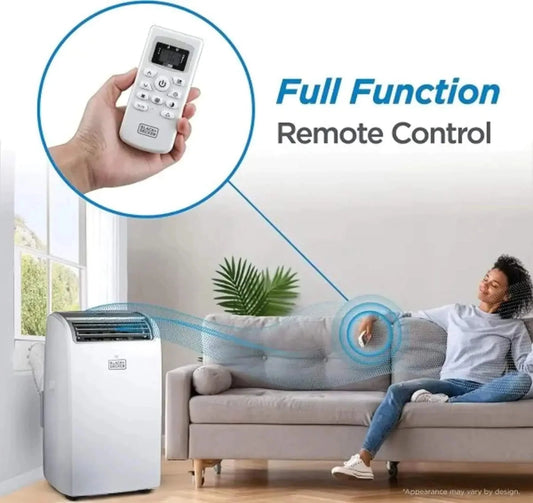 Black Plus Decker Air Conditioner, 14,000 BTU Air Conditioner Portable For Room Up To 700 Sq. Ft. With Remote Control, White