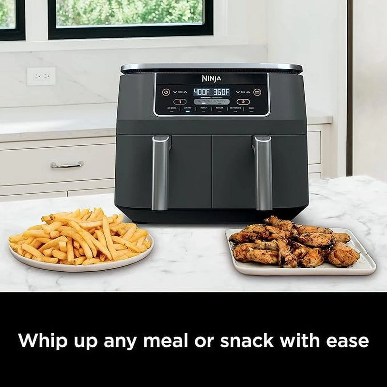 Ninja DZ201 Foodi 8 Quart 6-in-1 DualZone 2-Basket Air Fryer With 2 Independent Frying Baskets, Match Cook And Smart Finish To Roast, Broil