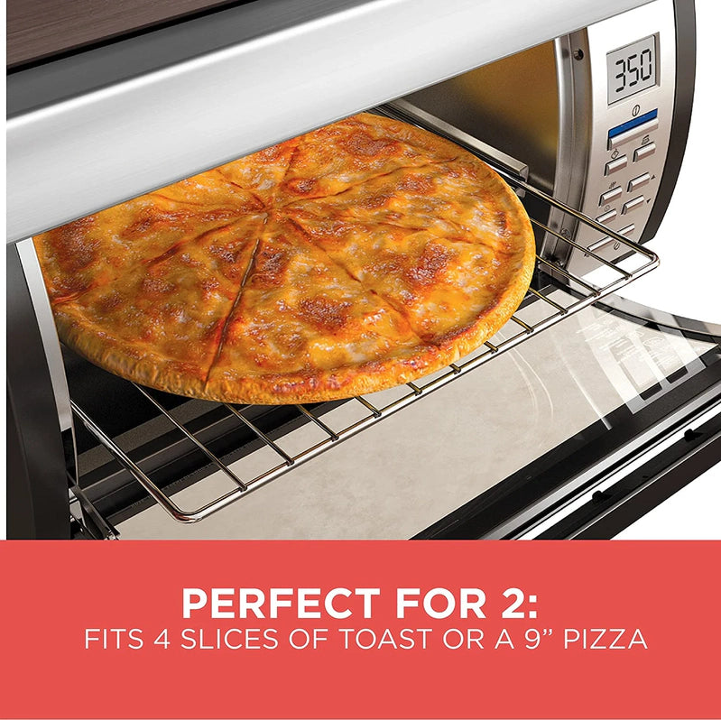 Black Plus Decker SpaceMaker Under-Counter Toaster Oven, Digital Controls, Black/Stainless Steel, Fits 9 in. Pizza, TROS1000D