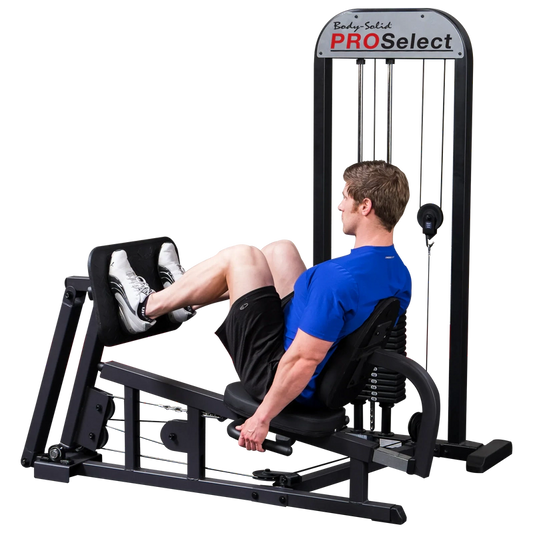 Body Solid Pro Select Leg Press Glp Stk/3 With 310 Lb Stack, Oversized Rubberized Footplate, Double Beam Design, Commercial Bearings