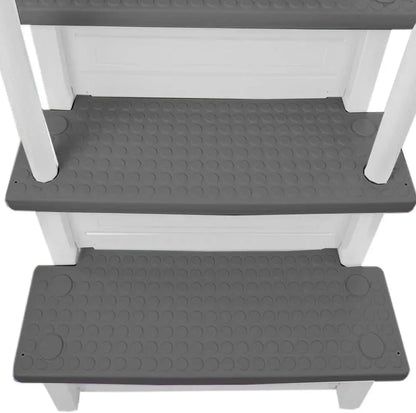 Non-Slip Entry Steps For Pools, Grey, For Above-Ground Pools, Can Be Installed On Terraces With A Height Of 122 To 137 Cm, Load Capacity Up To 136 Kg