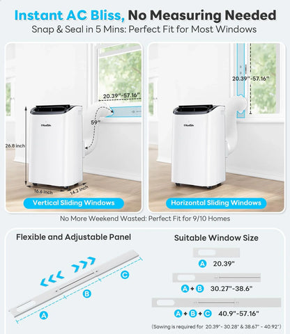 14,000 BTU Portable Air Conditioner Cools Up To 700 Sq. Ft, Auto-Evaporation Low Noise Portable AC Unit With Remote Control Fits For Large Room