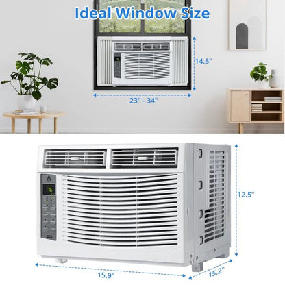 Window Air Conditioner With Reusable Filter And Controls, 6000 BTU 115V, Suitable For 250 Sq. Ft