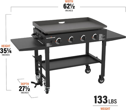 36 In. Gas Griddle Cooking Station 4 Burner Flat Top Gas Grill Propane Fueled Restaurant Grade Professional Outdoor Griddle Station, 1554