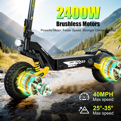 Off Road Electric Scooter For Adults, 1200W Motor Fast E Scooter, Up To 28MPH Top Speed And 20Miles Long Range, 11 In. Off-Road Tires