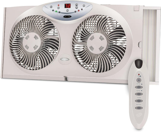 Bionaire 8.5 In. Twin Window Fan With Reversible Airflow 3 Speeds Remote Control
