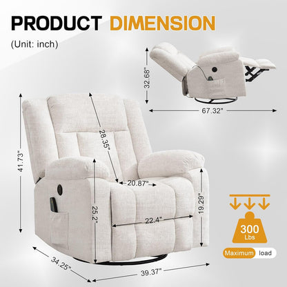 Rocker Recliner Glider Recliner Chairs For Adults 360 Degree Swivel Rocking Chair