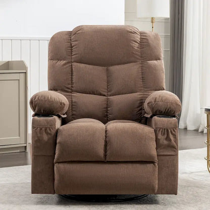 Grey Oversized Recliner With Heat And Massage, 150 Recline, 30 Rocking, USB Charging, And 2 Cup Holders