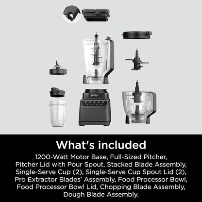 Ninja Mega Kitchen System, 1500 Watt Stand Mixer, 2.1 Liters And Food Processor, 8 Cups With 2 473 Ml Takeaway Cups