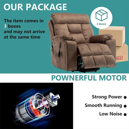 Large Electric Massage Lift Recliner With Heat, Hidden Cup Holder