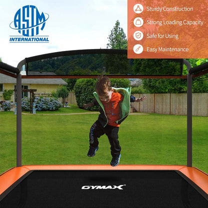 6 Ft. Kids Trampoline With Swing And Safety Fence, Astm Approved Toddler Rectangle Trampoline For 3-8 Year Old