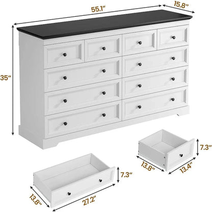 10 Drawers Dresser 55 Large Drawers Wood Dressers And Chest Of Drawers