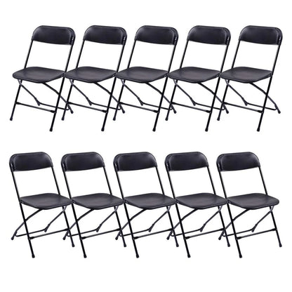 Ktaxon 6 Ft. White Folding Table And 10 Pack Folding Chairs Black, Plastic Table And Chair Set