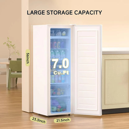 Bangson Upright Freezer, 7.0 Cu. Ft. Stand Up Freezer, Convertible Upright Freezer/Refrigerator, Single Door For Kitchen, Garage, Office