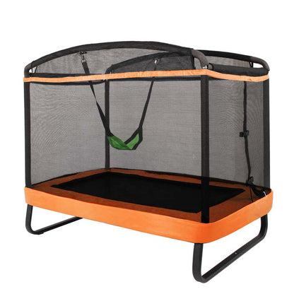6 Ft. Kids Trampoline With Swing And Safety Fence, Astm Approved Toddler Rectangle Trampoline For 3-8 Year Old