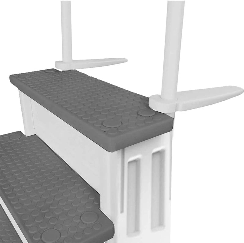 Non-Slip Entry Steps For Pools, Grey, For Above-Ground Pools, Can Be Installed On Terraces With A Height Of 122 To 137 Cm, Load Capacity Up To 136 Kg
