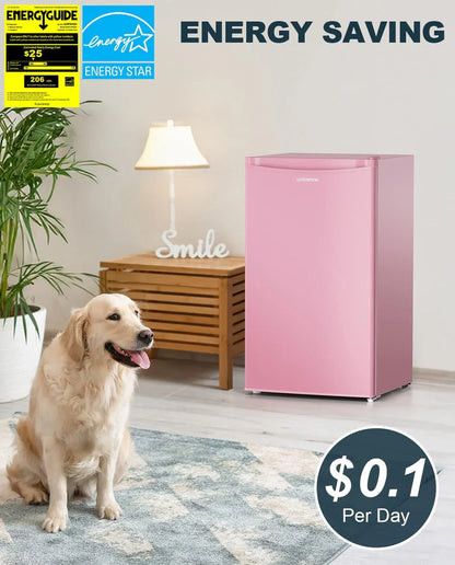 Upstreman 3.2 Cu. Ft. Mini Fridge Freezer Single Door Fridge Dorm Fridge Adjustable Thermostat