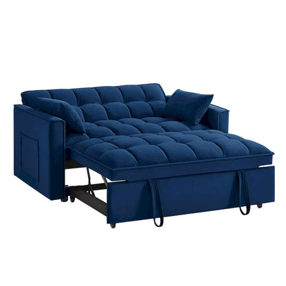 4-in-1 Pull-Out Sleeper Sofa Bed, Loveseat In Velvet-Convertible Couch Bed With Reclining Backrest,2 Side Pockets