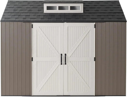 Rubbermaid Resin Garden Shed With Floor, 2.13 x 2.13 M, Weatherproof, Grey, For Storing Garden Tools, Lawnmowers, Bicycles And Pool Accessories