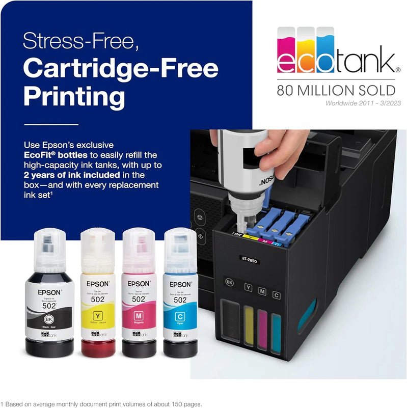 ET-4800 Wireless All-in-One Cartridge-Free Supertank Printer With Scanner, Copier, Fax, ADF And Ethernet C Ideal-For Your Home Office, White