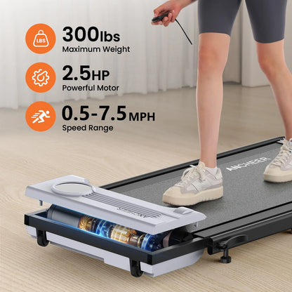 Ancheer Portable Folding Walking Pad 300lb, 7.5 MPH Under Desk Treadmill With Remote Control And LED Display