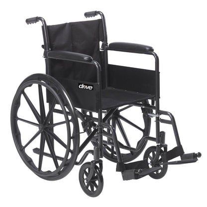 Drive Medical Silver Sport 1 Wheelchair With Full Arms And Swing Away Removable Footrest