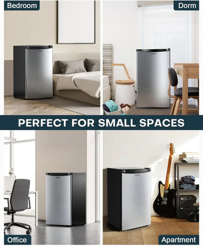 Upstreman 3.2 Cu. Ft. Mini Fridge Freezer Single Door Fridge Dorm Fridge Adjustable Thermostat