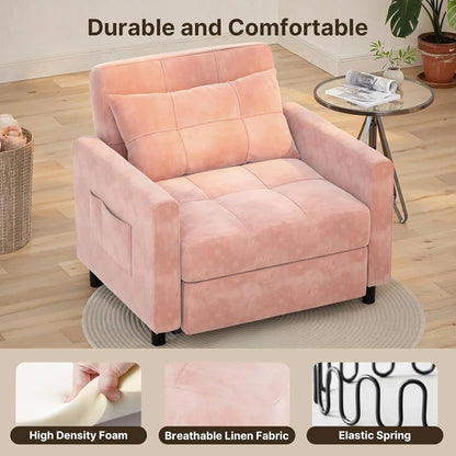 Sofa Bed Chair 3-in-1 Convertible Pullout Single Sleeper Chair Bed Spacious Multifunctional Sofa