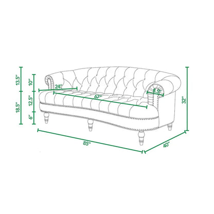 La Rosa 84 Mid-Century Modern Velvet Upholstered Chesterfield Tufted Sofa