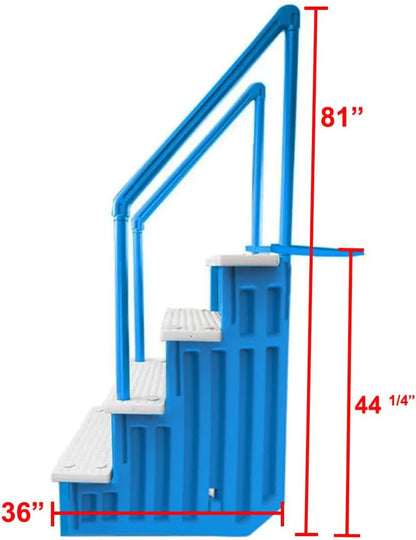 Select Anti-Slip in-Pool Steps, Gray, For Above Ground Swimming Pools, Can Mount To Decks 48 In. To 54 In. H, Safety Stairs Capacity Up To 300 Lbs