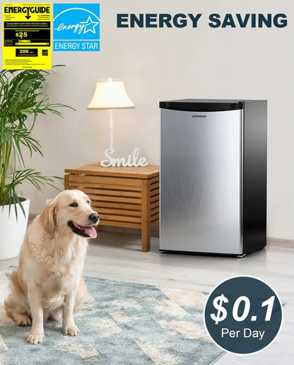 Upstreman 3.2 Cu. Ft. Mini Fridge Freezer Single Door Fridge Dorm Fridge Adjustable Thermostat