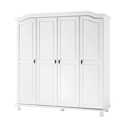 Palace Imports 100% Solid Wood Kyle 4-Door Wardrobe Armoire With Solid Wood Or Mirrored Doors