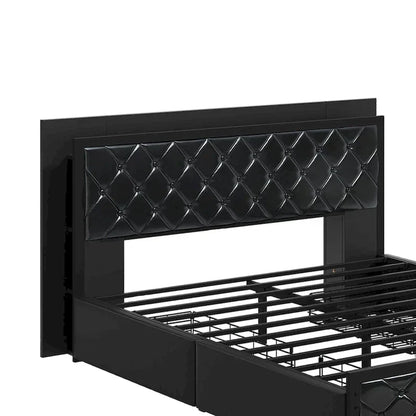 Moasis Queen Size PU Bed Frame LED Upholstered Platform Bed Frame