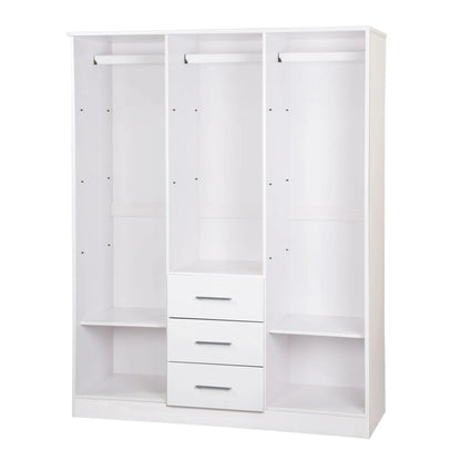 Palace Imports 100% Solid Wood Cosmo 3-Door Wardrobe Armoire With Solid Wood Or Mirrored Doors