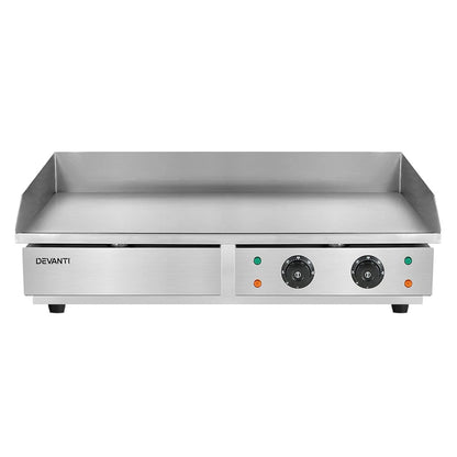 Devanti 73cm Commercial Electric Griddle Bbq Grill Plate 4400W Silver
