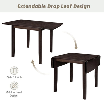 3-Piece Wood Drop Leaf Breakfast Nook Dining Table Set With 2 x-Back Chairs For Small Places