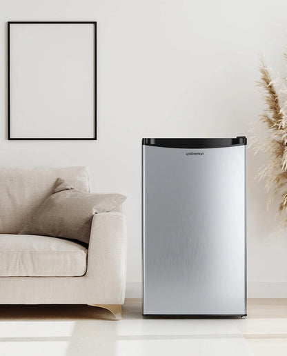 Upstreman 3.2 Cu. Ft. Mini Fridge With Freezer, Single Door Mini Fridge, Dorm Fridge, Adjustable Thermostat, Black-BR321