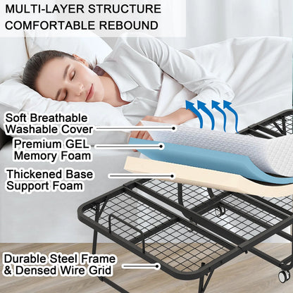 Folding Bed With Mattress 75 In. x 31 In. Cot Size Folded Bed