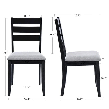 5-Piece Solid Wood 47L Dining Table Sets, 1 Table Plus 4 Slat Back Chairs