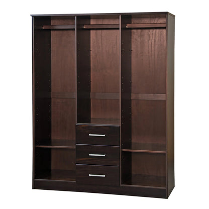 Palace Imports 100% Solid Wood Cosmo 3-Door Wardrobe Armoire With Solid Wood Or Mirrored Doors