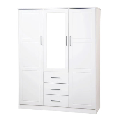 Palace Imports 100% Solid Wood Cosmo 3-Door Wardrobe Armoire With Solid Wood Or Mirrored Doors