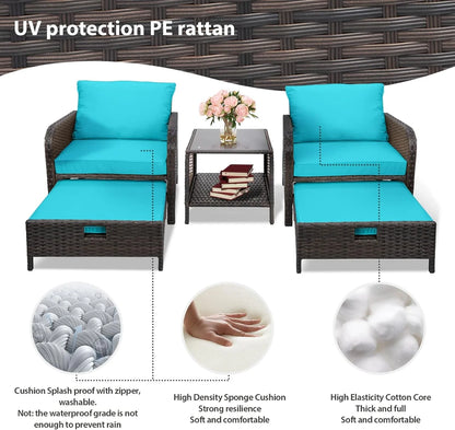 Leveleve Balcony Furniture 5 Piece Patio Conversation Set